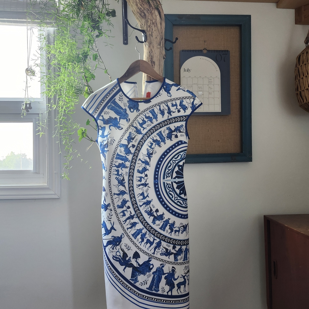 Clover Canyon Blue and White Zodiac Midi Dress